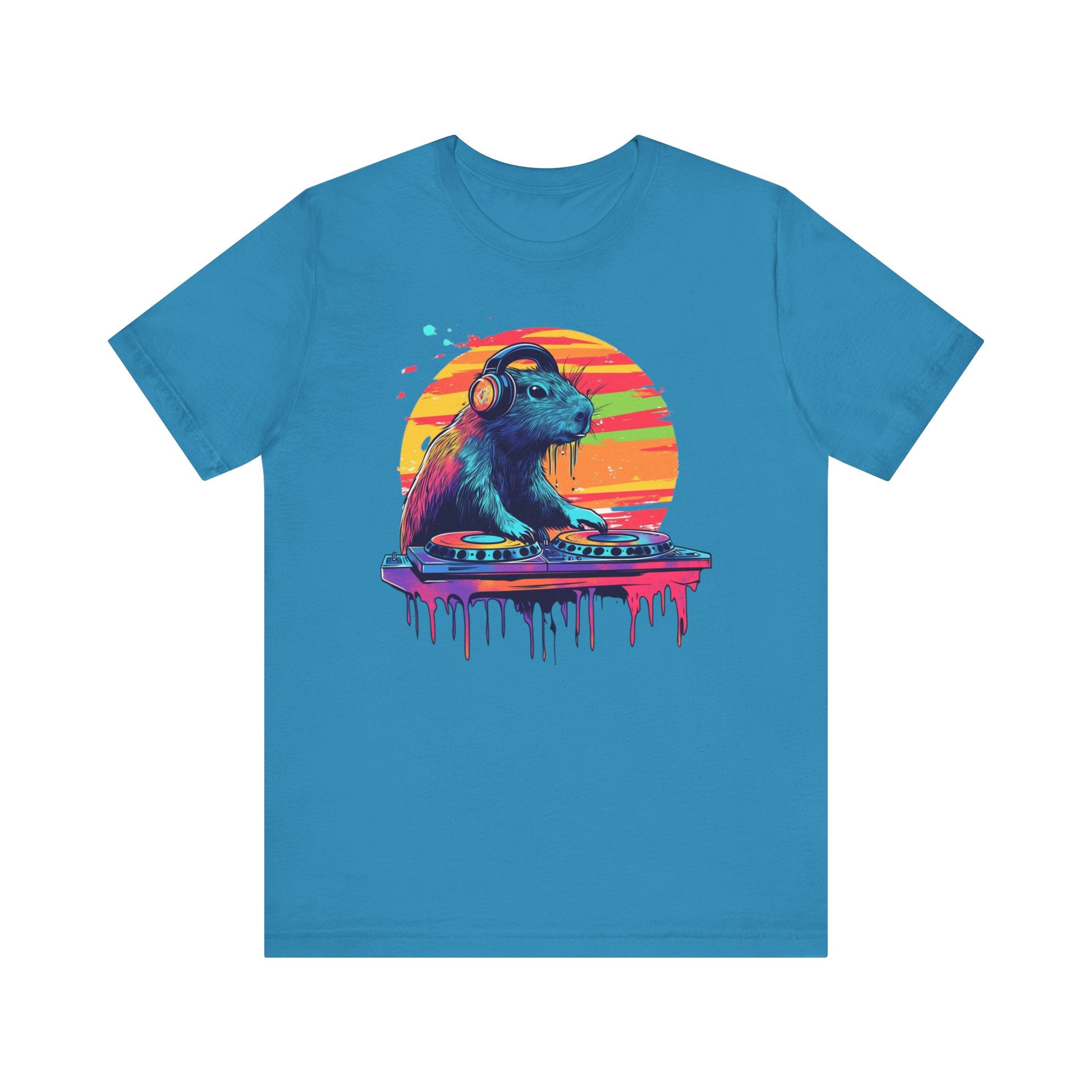 DJ Capybara Double Disc - Unisex Adult Short Sleeve Tee