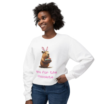 Here for the Chocolate - Unisex Lightweight Crewneck Sweatshirt (ADULT)