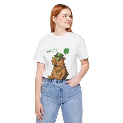 St Patrick's Day Slainte Tee - Gangster Capybara Unisex Jersey Short Sleeve Shirt