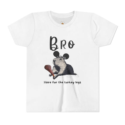 Bro Theme Park Here for the Turkey Legs Tee -  Capybara Youth Unisex Jersey Short Sleeve Shirt