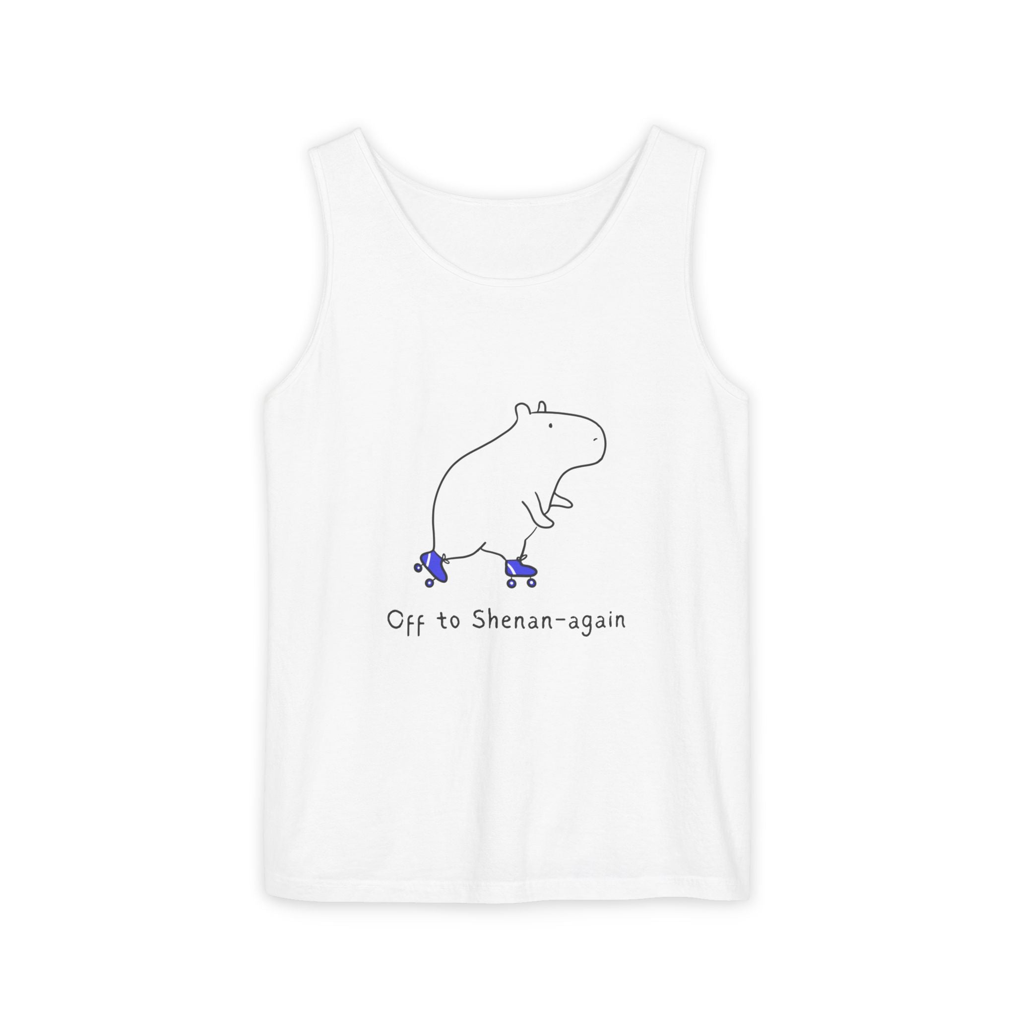 Funny Capybara Tank Top – “Off to Shenan-again’” Premium Comfort Colors Tank