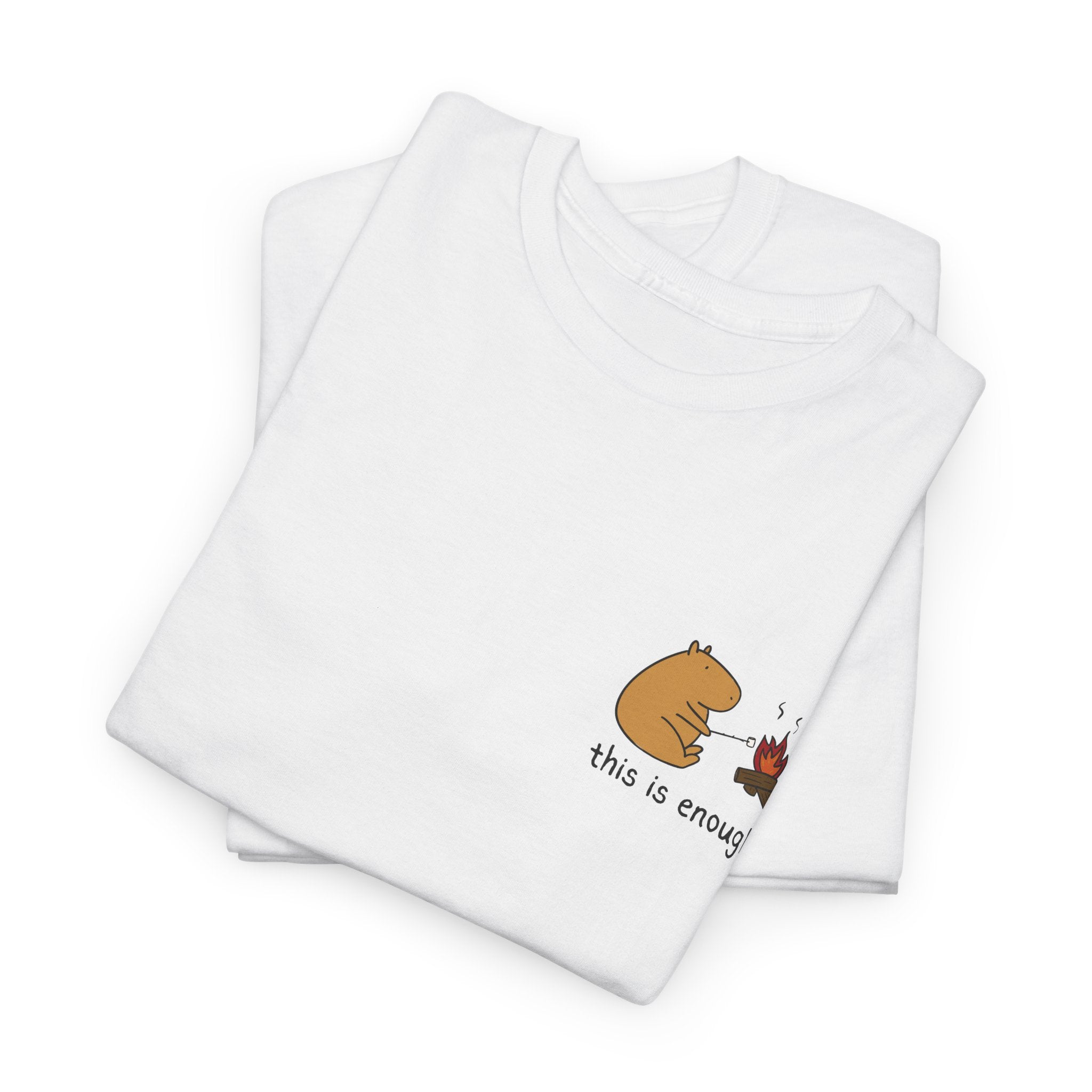 “This Is Enough” Left Chest Capybara Campfire Heavy Tee