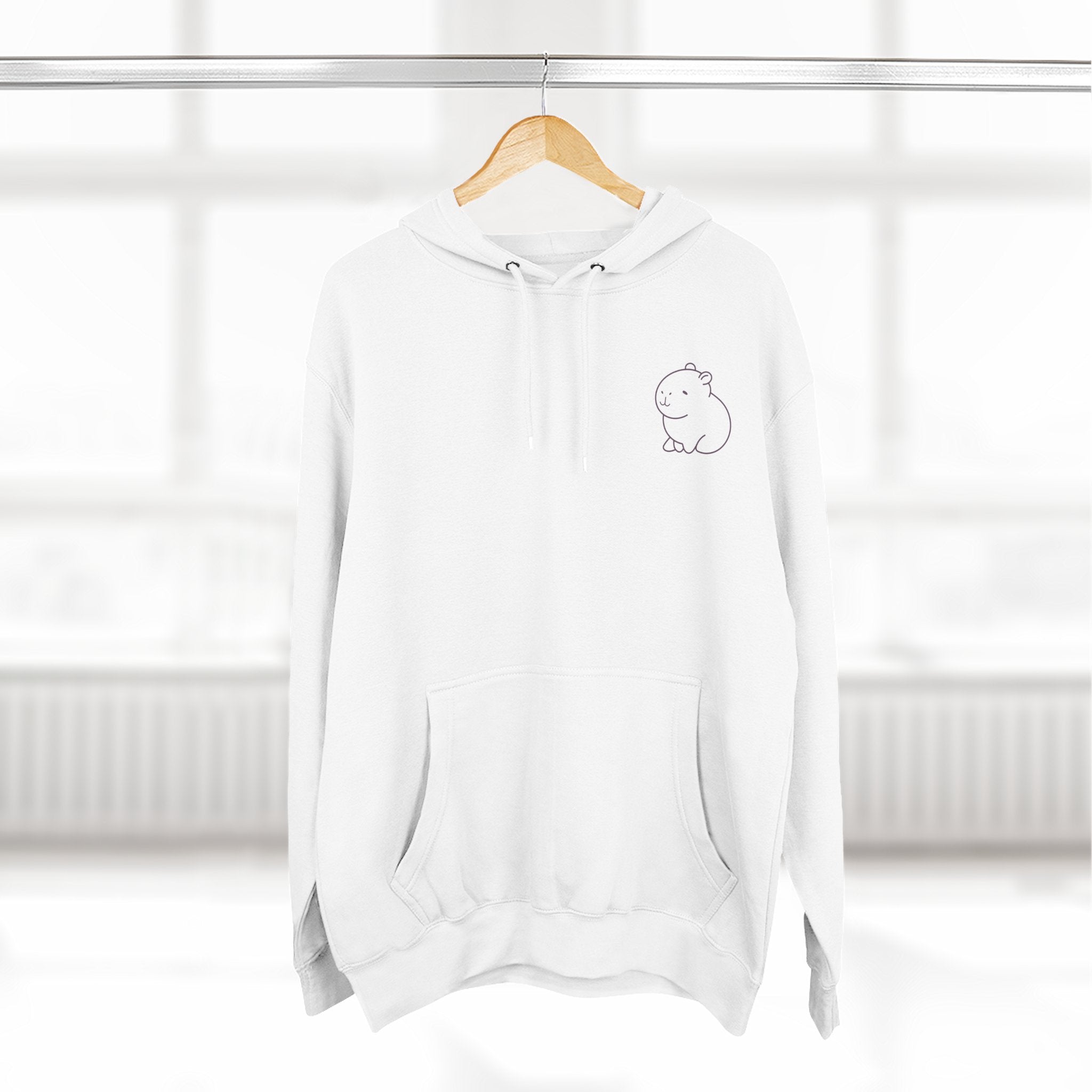 In My Unbothered Era Hoodie – Capybara Front Logo + Retro Sun Back Print – Premium Lane Seven Fleece Hoodie