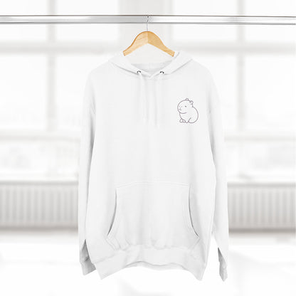 In My Unbothered Era Hoodie – Capybara Front Logo + Retro Sun Back Print – Premium Lane Seven Fleece Hoodie