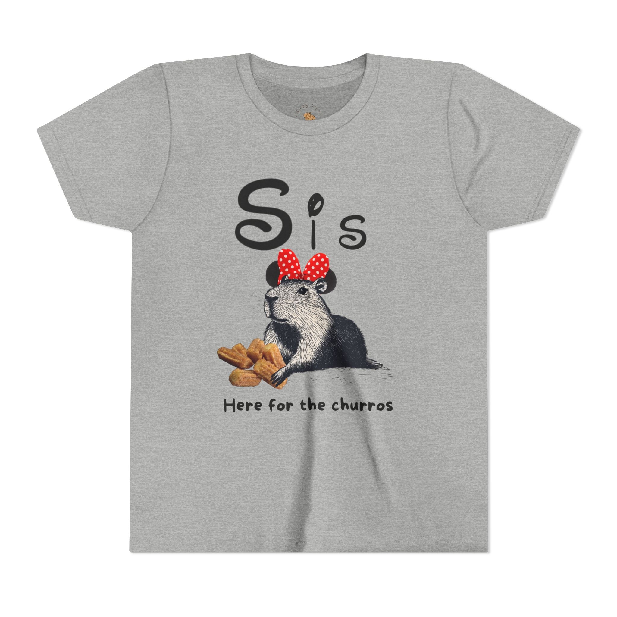 Sis Theme Park Here for the Churros Tee -  Capybara Youth Unisex Jersey Short Sleeve Shirt