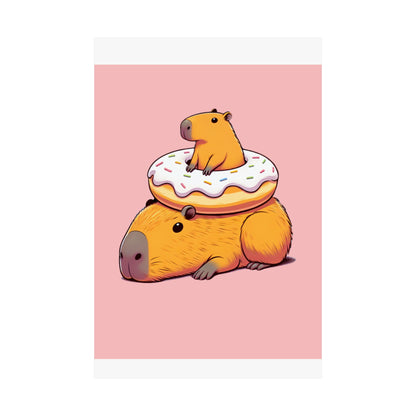 Cute & Funny Capybara Wall Art Print – Capybara Donut Bliss