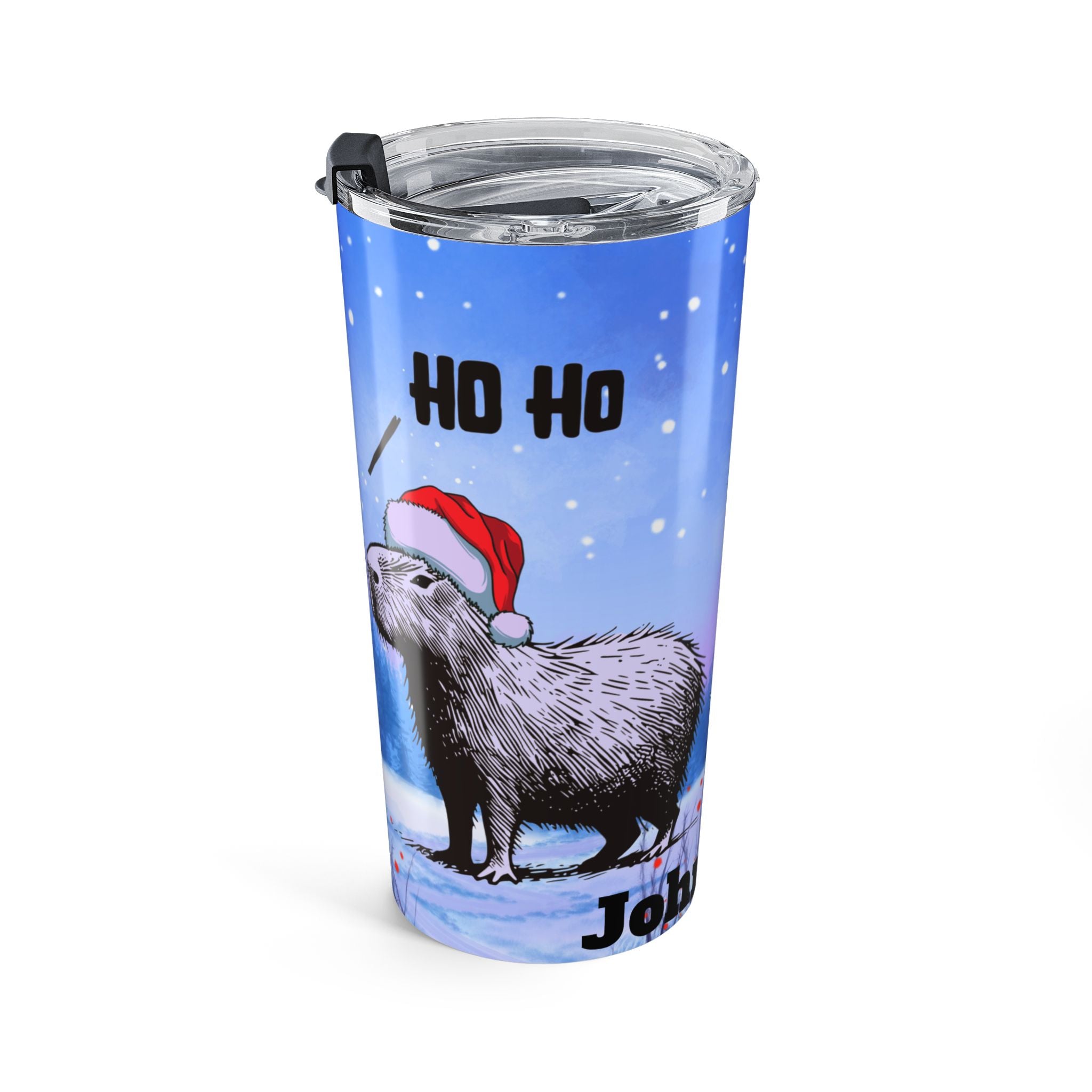 Ho Ho Ho Free Personalized Coffee Mug Tumbler – Funny Holiday Capybara Christmas Tumbler