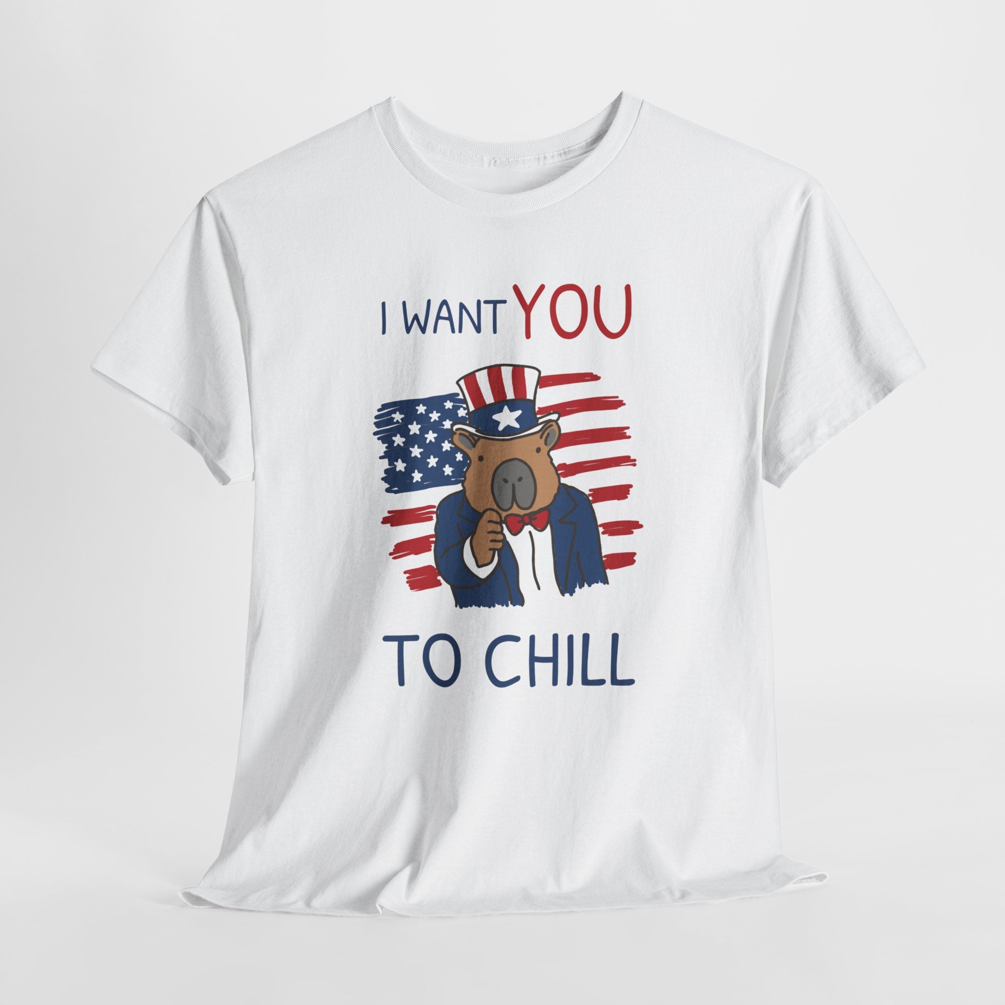 I Want You to Chill Capybara Patriotic Heavy Tee