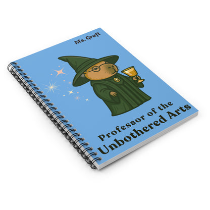 Professor of the Unbothered Arts Notebook | Personalized Wizard Journal | Custom Name Gift for Teachers & Potter Fans | Capybara Notebook