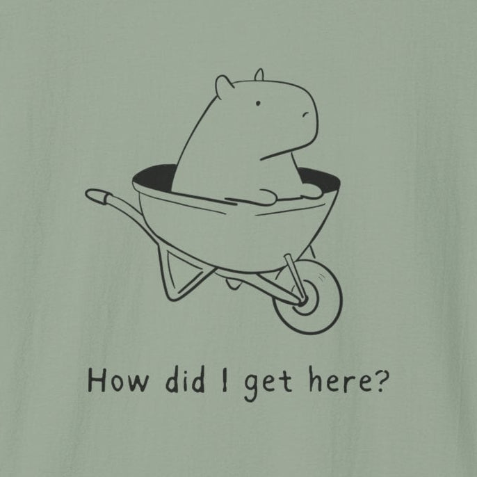 "How Did I Get Here" Funny Capybara Softstyle Tee