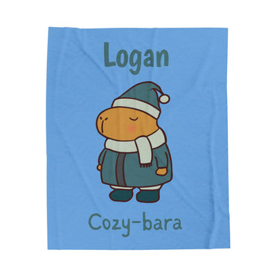 Personalized Cozy Capybara Blanket – Custom Name Kids Winter Throw
