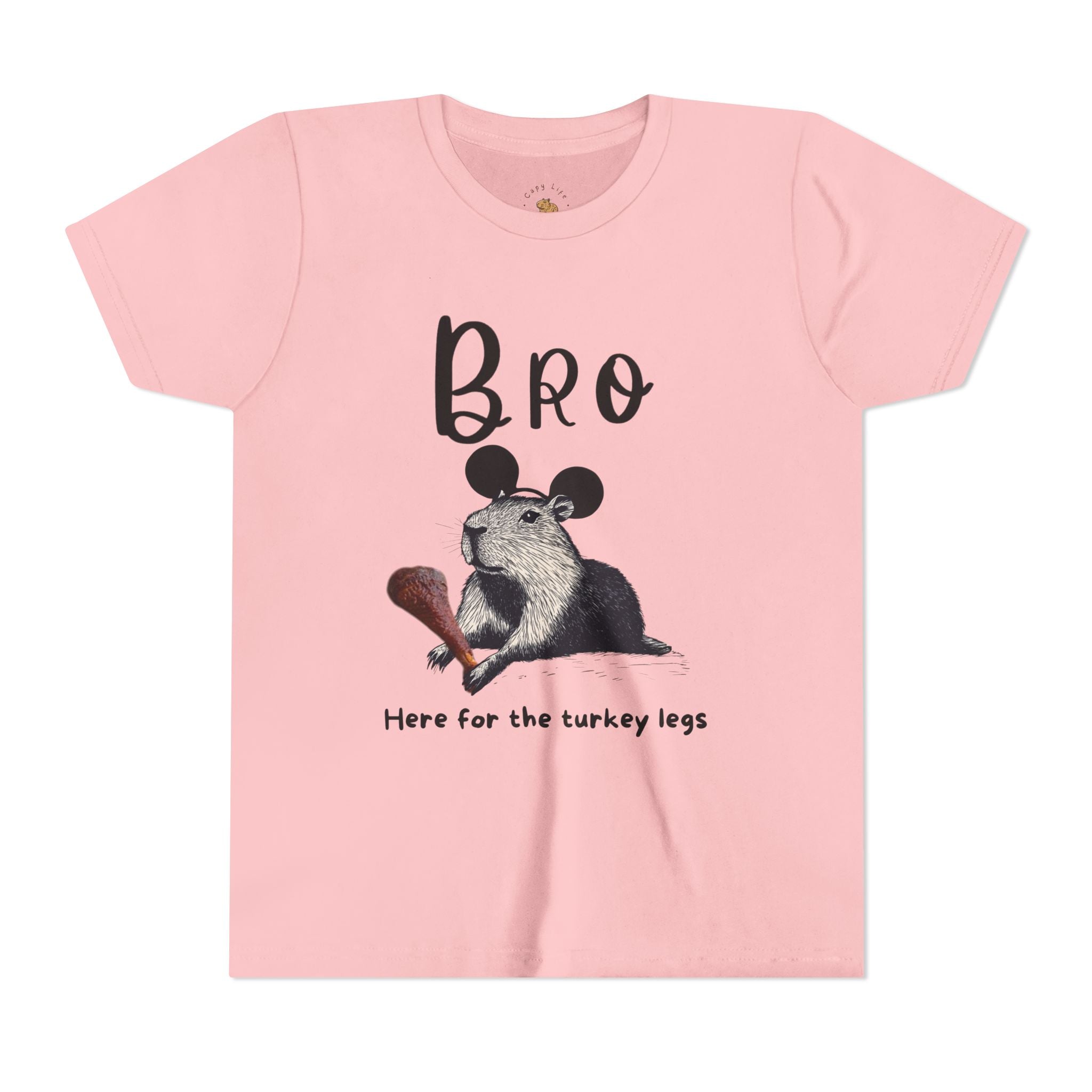 Bro Theme Park Here for the Turkey Legs Tee -  Capybara Youth Unisex Jersey Short Sleeve Shirt