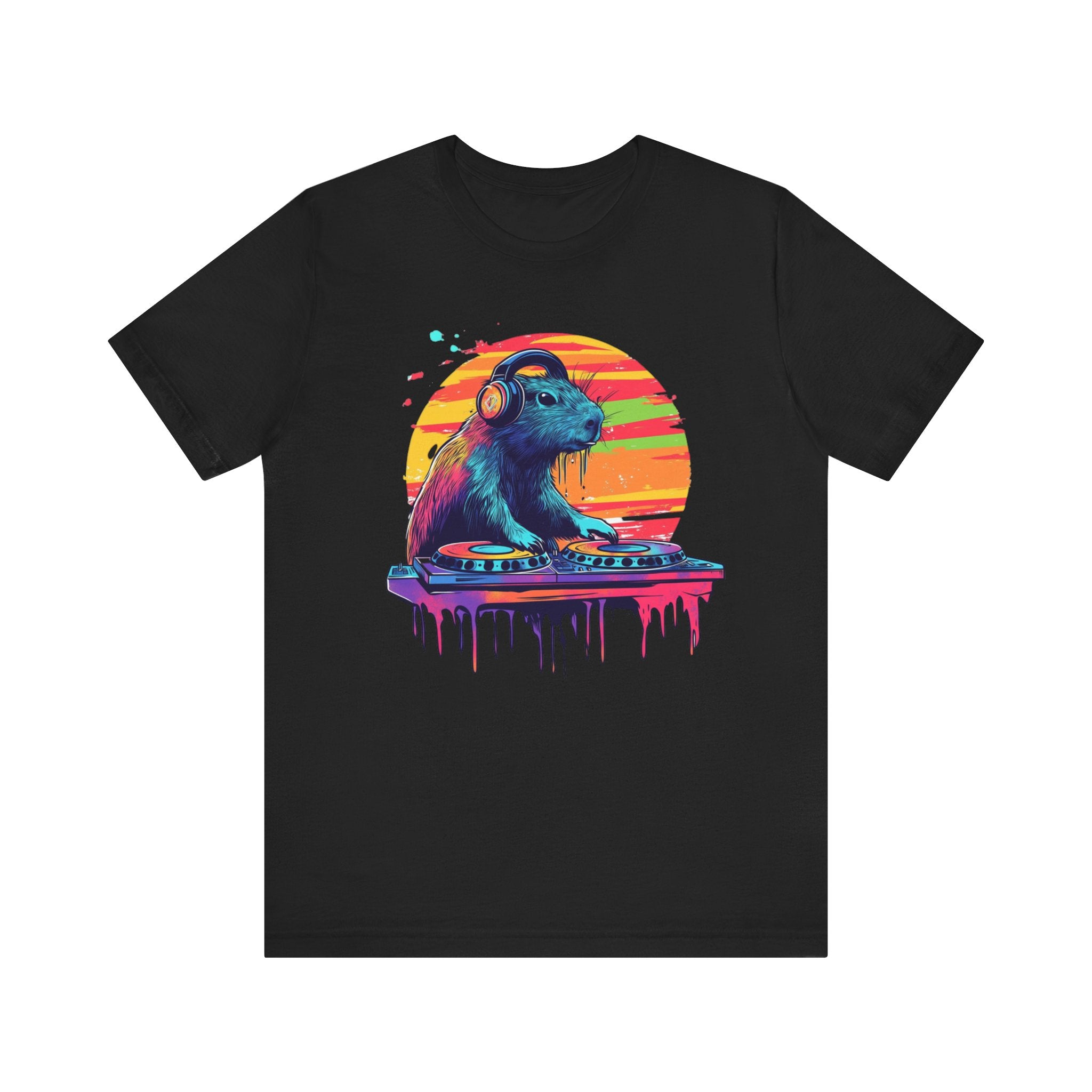 DJ Capybara Double Disc - Unisex Adult Short Sleeve Tee