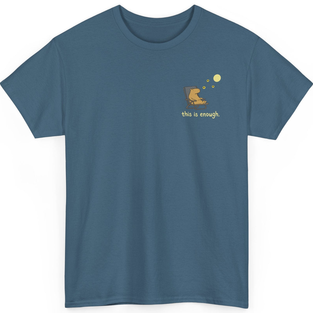 “This Is Enough” Left Chest Capybara Moonlight Heavy Tee