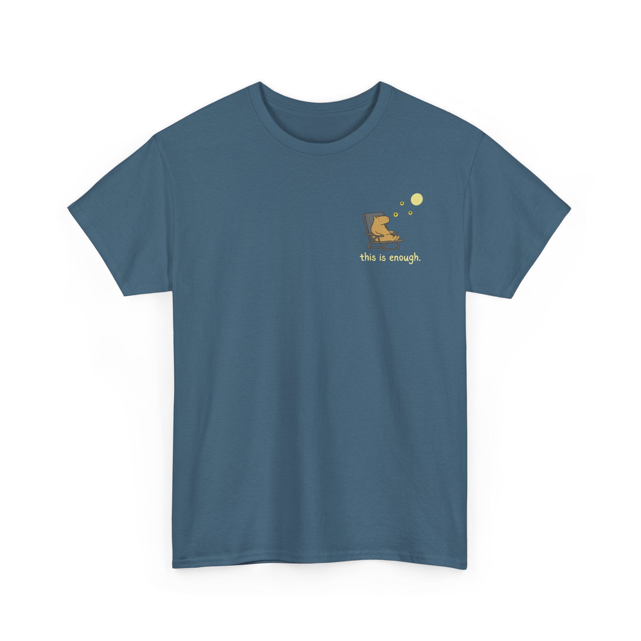 “This Is Enough” Left Chest Capybara Moonlight Heavy Tee