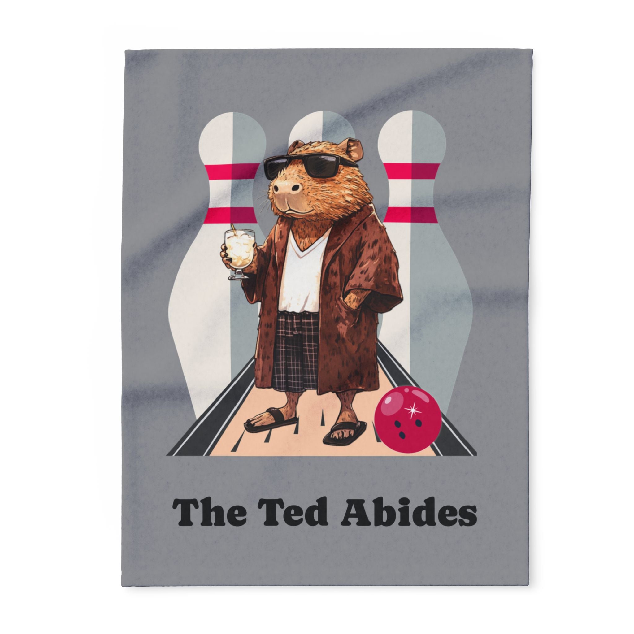The Dude Abides, Personalized Blanket | Funny Big Lebowski Capybara Throw | Custom Name Cozy Gift for Movie Fans & Chill Souls
