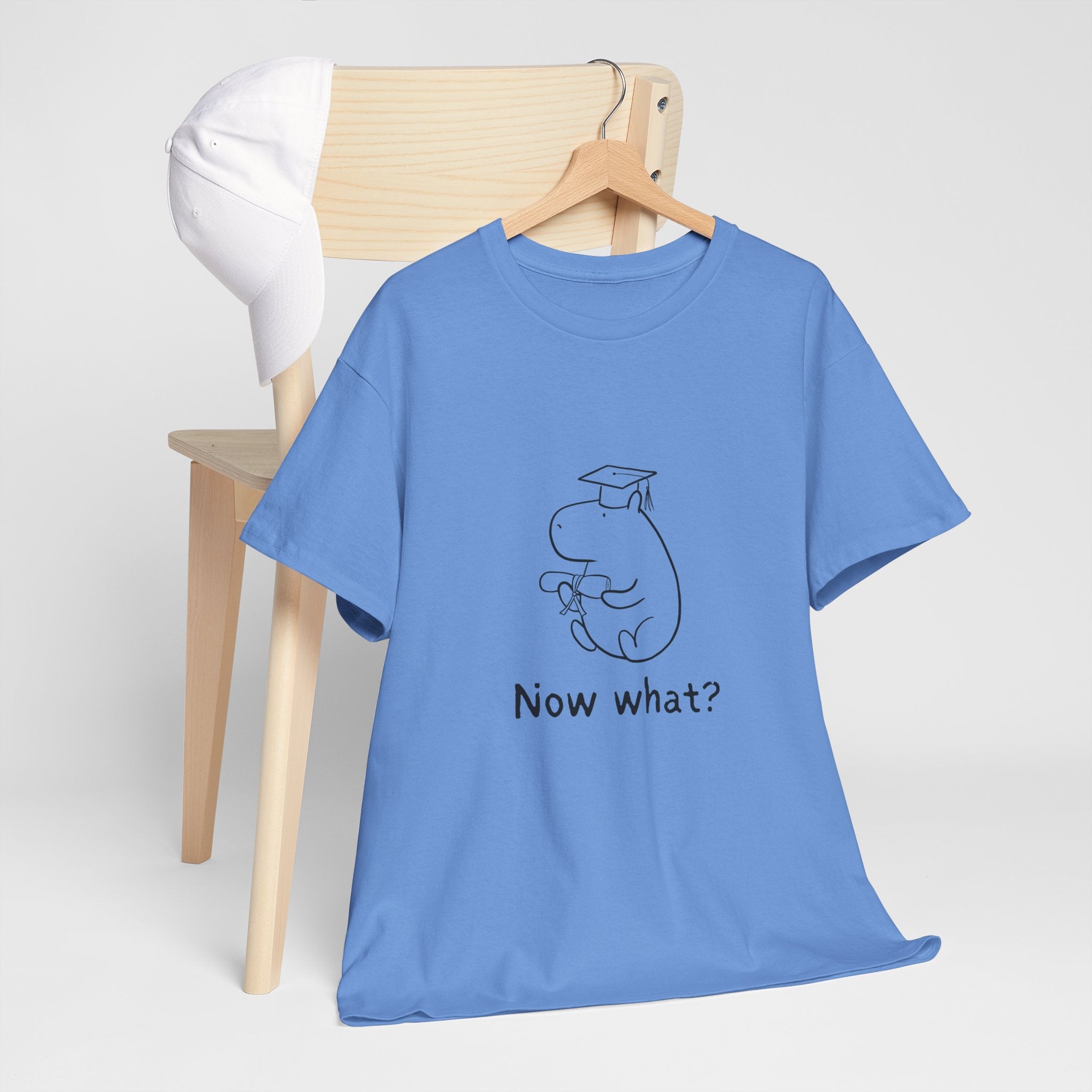 Funny Graduation Shirt – “Now What?” Capybara Heavy Tee