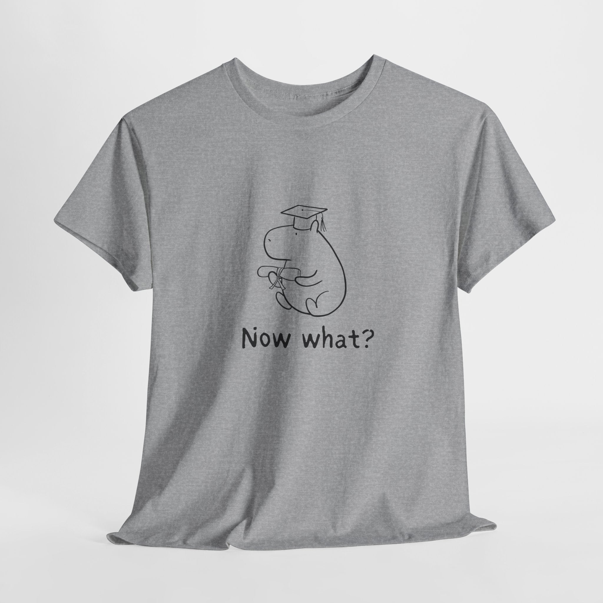 Funny Graduation Shirt – “Now What?” Capybara Heavy Tee