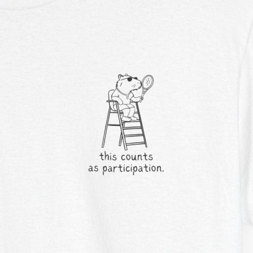 Minimalist Capybara T-Shirt – This Counts as Participation Left Chest Heavy Tee