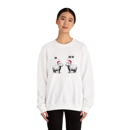 Ho Ho Ho Capybara Christmas Sweatshirt – Cute Minimalist Holiday Sweater (Unisex, Cozy Winter Gift)