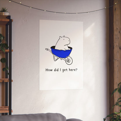 Funny Capybara Wall Art Print - How Did I Get Here? | Minimalist Animal Wall Decor