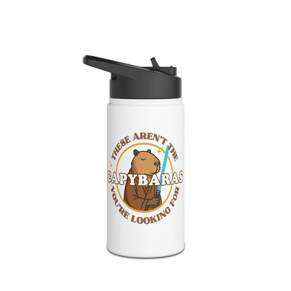 Star Wars Kids Water Bottle – These Aren’t the Capybaras You’re Looking For – Funny Obi-Wan Capybara Parody – 12oz Stainless Steel Bottle – Sci-Fi Gift