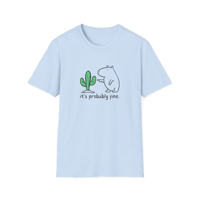 “It's Probably Fine” Funny Capybara Cactus Softstyle Tee