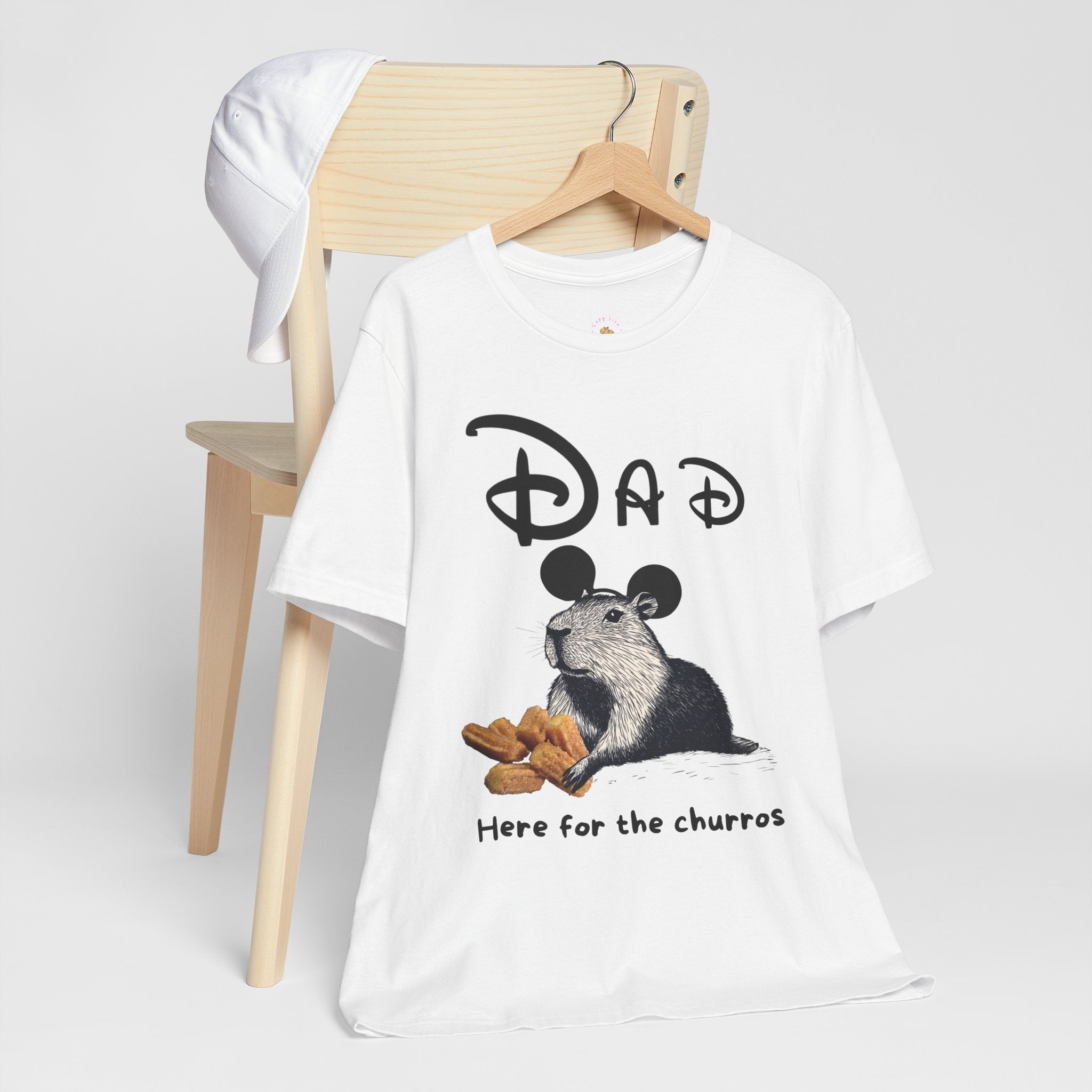 Dad Theme Park Here for the Churros Tee -  Capybara Snack Unisex Jersey Short Sleeve Shirt