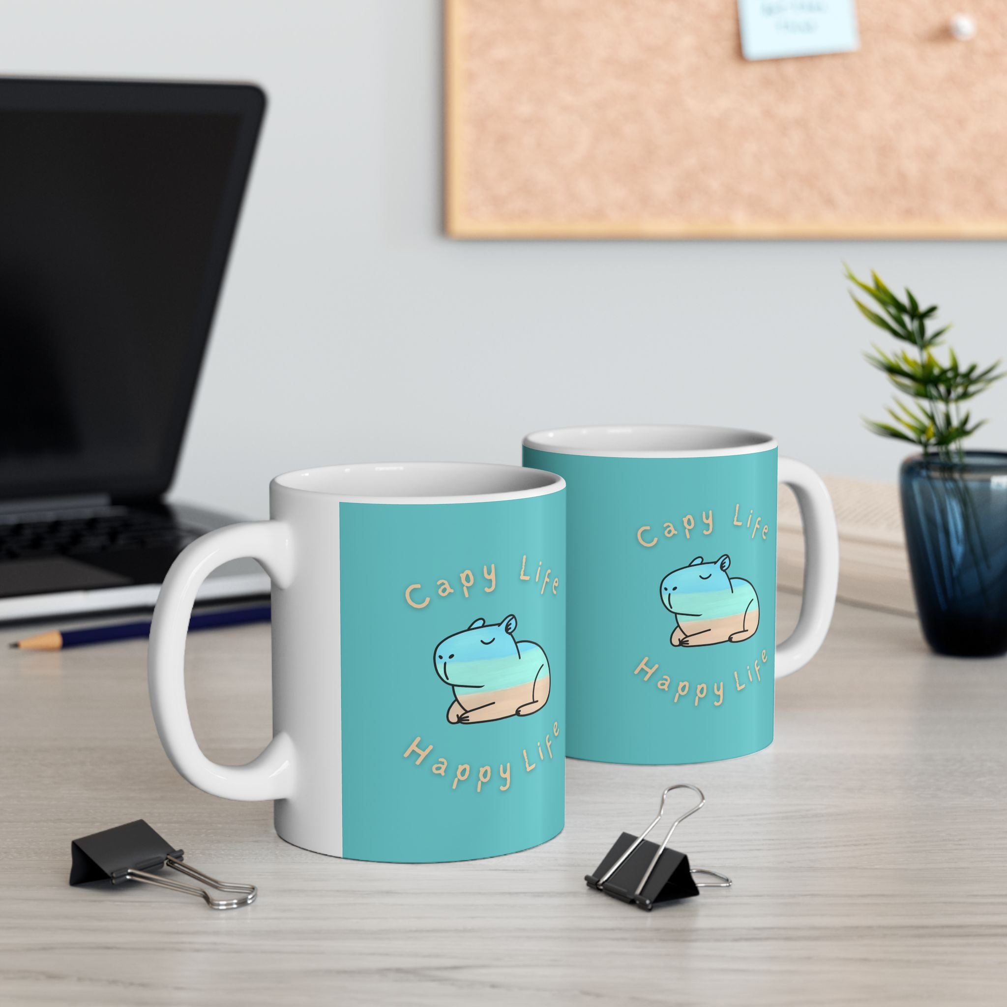 Capy Life Happy Life Capybara Mug – Coastal Chill Coffee Mug