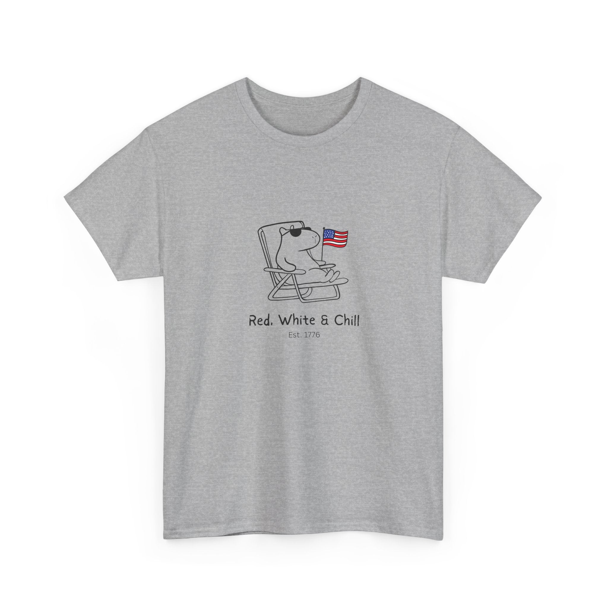 Funny USA Shirt – "Red, White & Chill" Capybara Heavy Tee