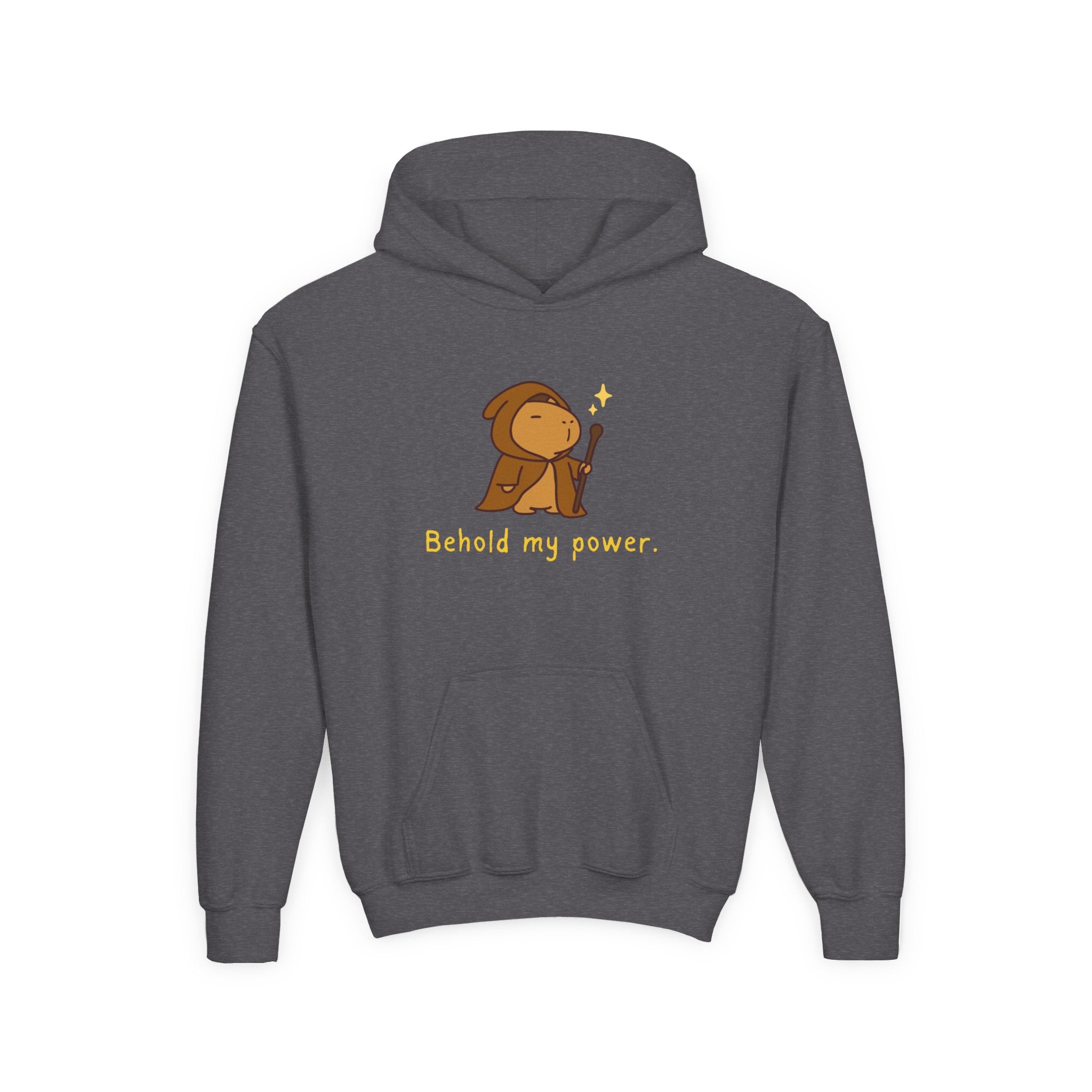 Behold My Power Kids Hoodie – Funny Wizard Capybara Hoodie for Kids