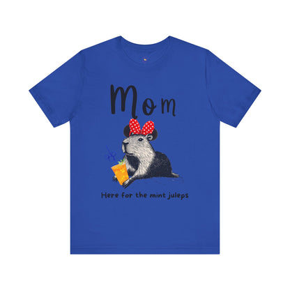 Mom Theme Park Here for the Mint Juleps Tee -  Capybara Drink Unisex Jersey Short Sleeve Shirt