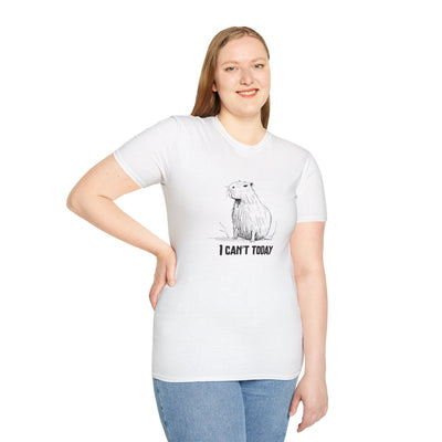 Funny Adult Tee - "I Can't Today" Capybara Softstyle Tee