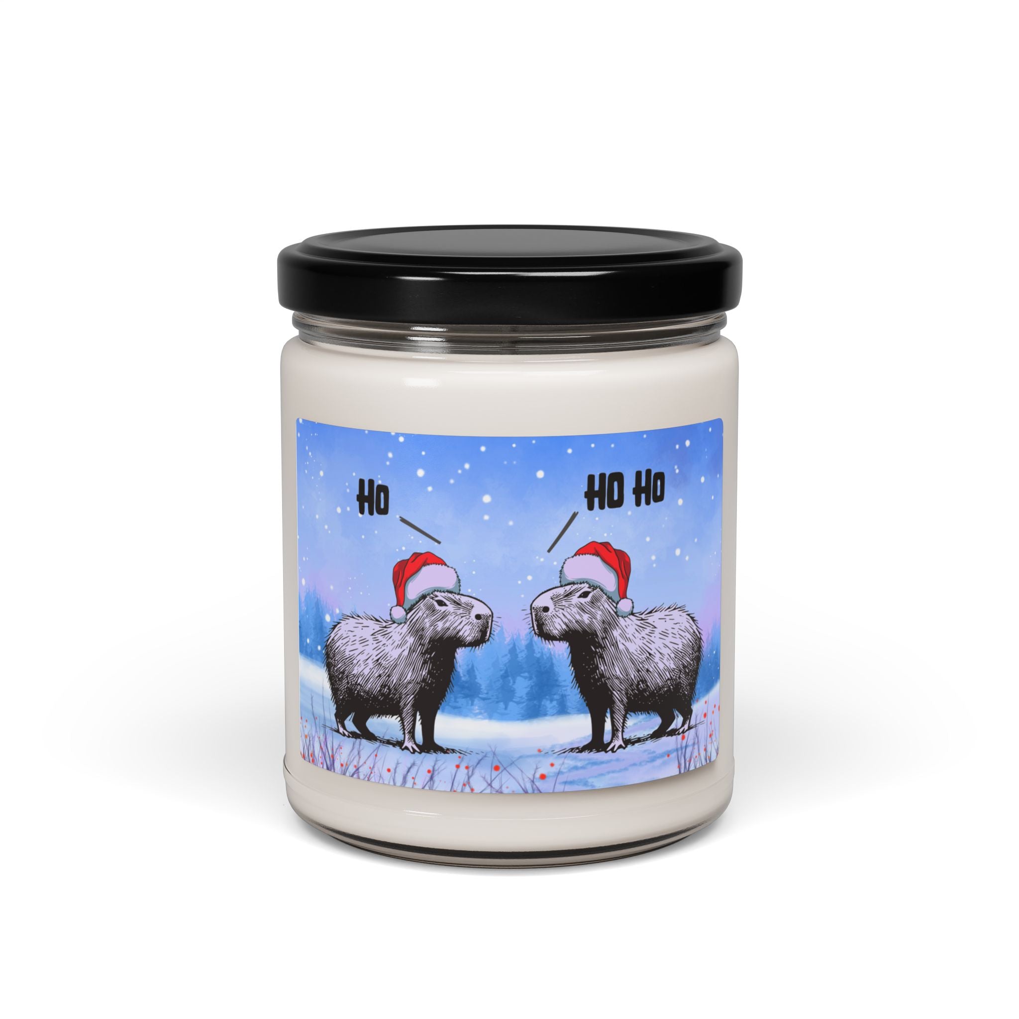 Ho Ho Ho Scented Candle | Funny Capybara Christmas Candle for Cozy Holiday Vibes
