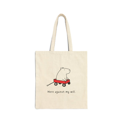 Here Against My Will Capybara Canvas Tote Bag