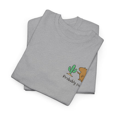 “Probably Fine.” Left Logo Capybara Cactus Heavy Tee