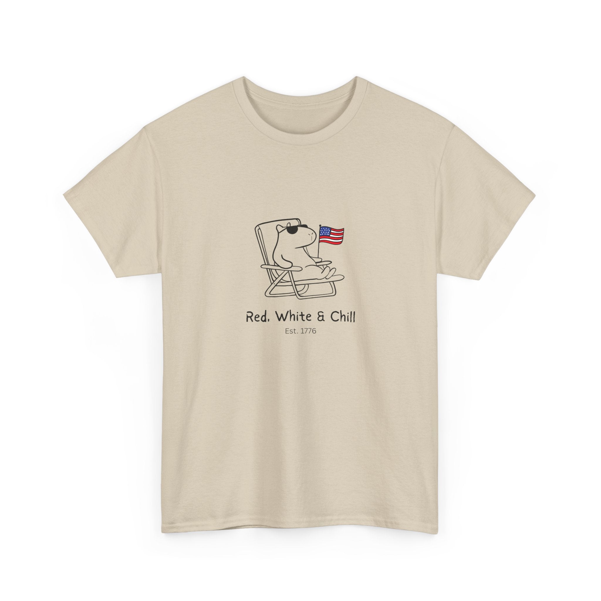 Funny USA Shirt – "Red, White & Chill" Capybara Heavy Tee