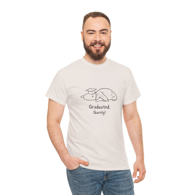 Funny Graduation Shirt – “Graduated (Barely)” Capybara Heavy Tee