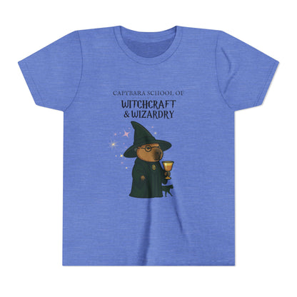 Whimsical Youth Tee - Capybara Professor McGonagall Shirt, Capybara School of Witchcraft & Wizardry, Funny Harry Potter Parody | Magical Fandom Gift |  Unisex Tee