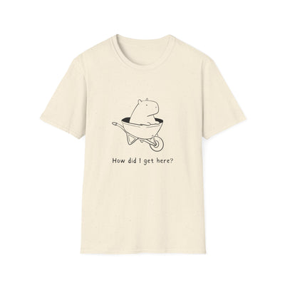 "How Did I Get Here" Funny Capybara Softstyle Tee