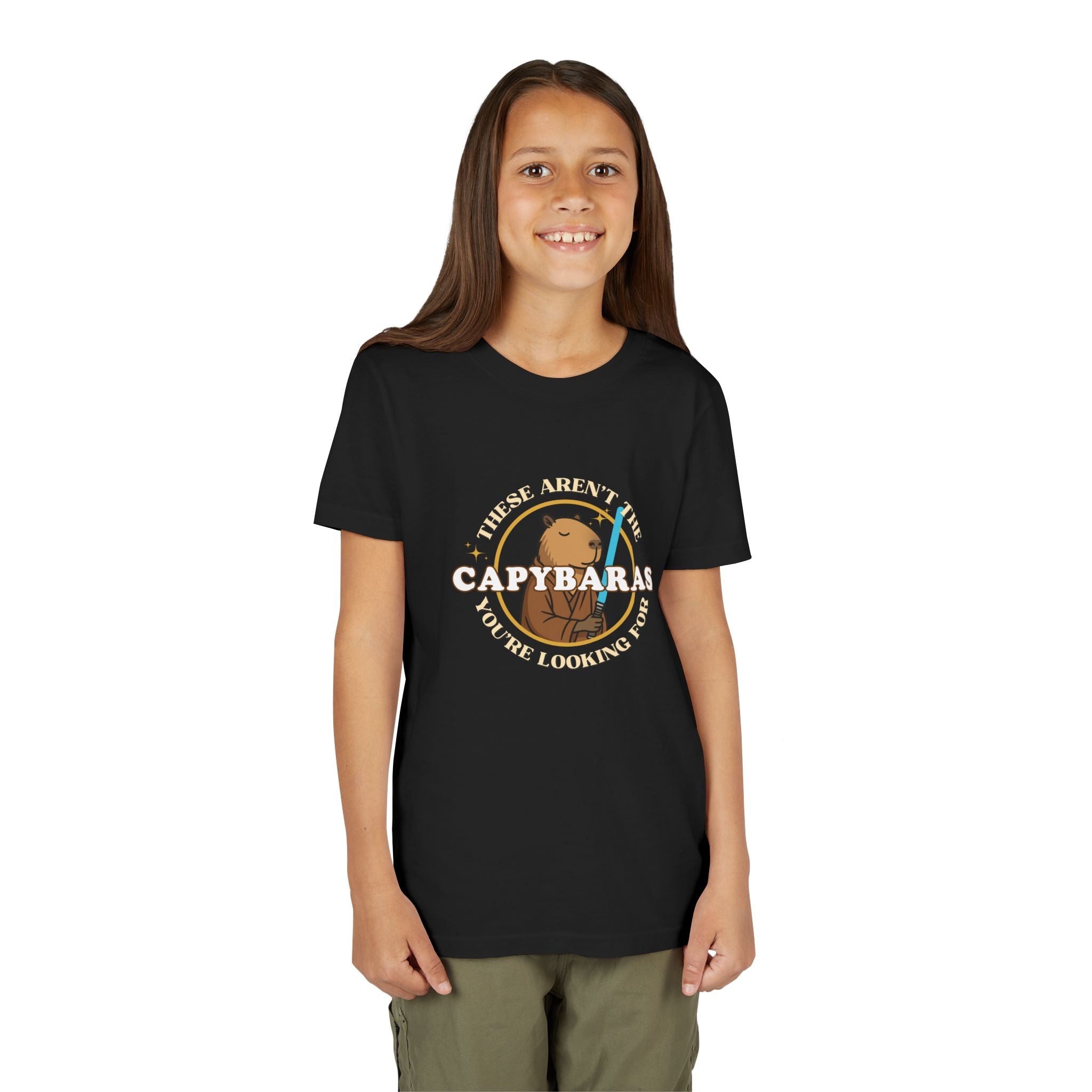 Star Wars-Inspired Shirt – These Aren’t the Capybaras You’re Looking For – Minimalist Capybara Tee – Geeky Gift for Kids – Chill Sci-Fi Unisex Youth Tee