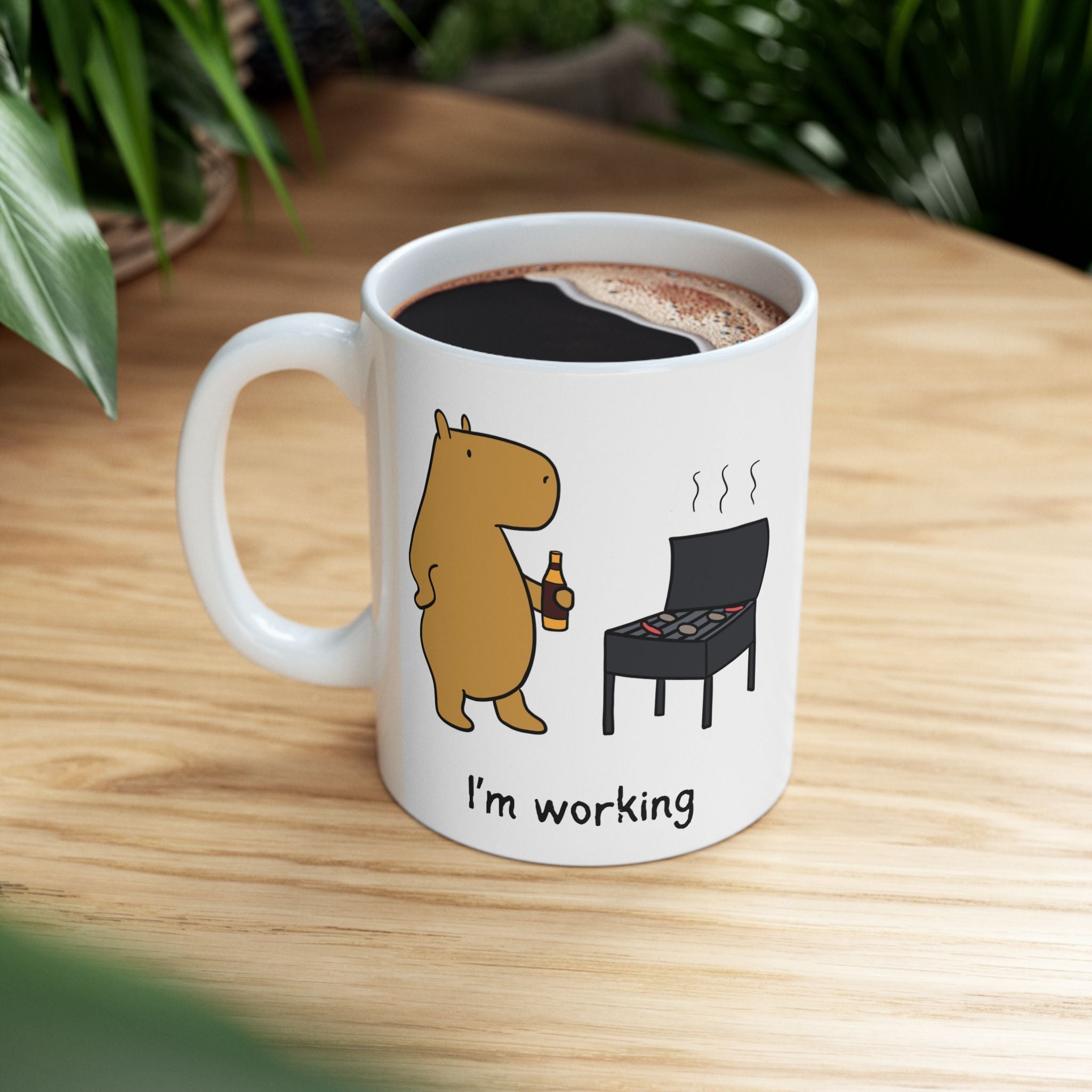 "I'm Working" Capybara Grillmaster Coffee Mug