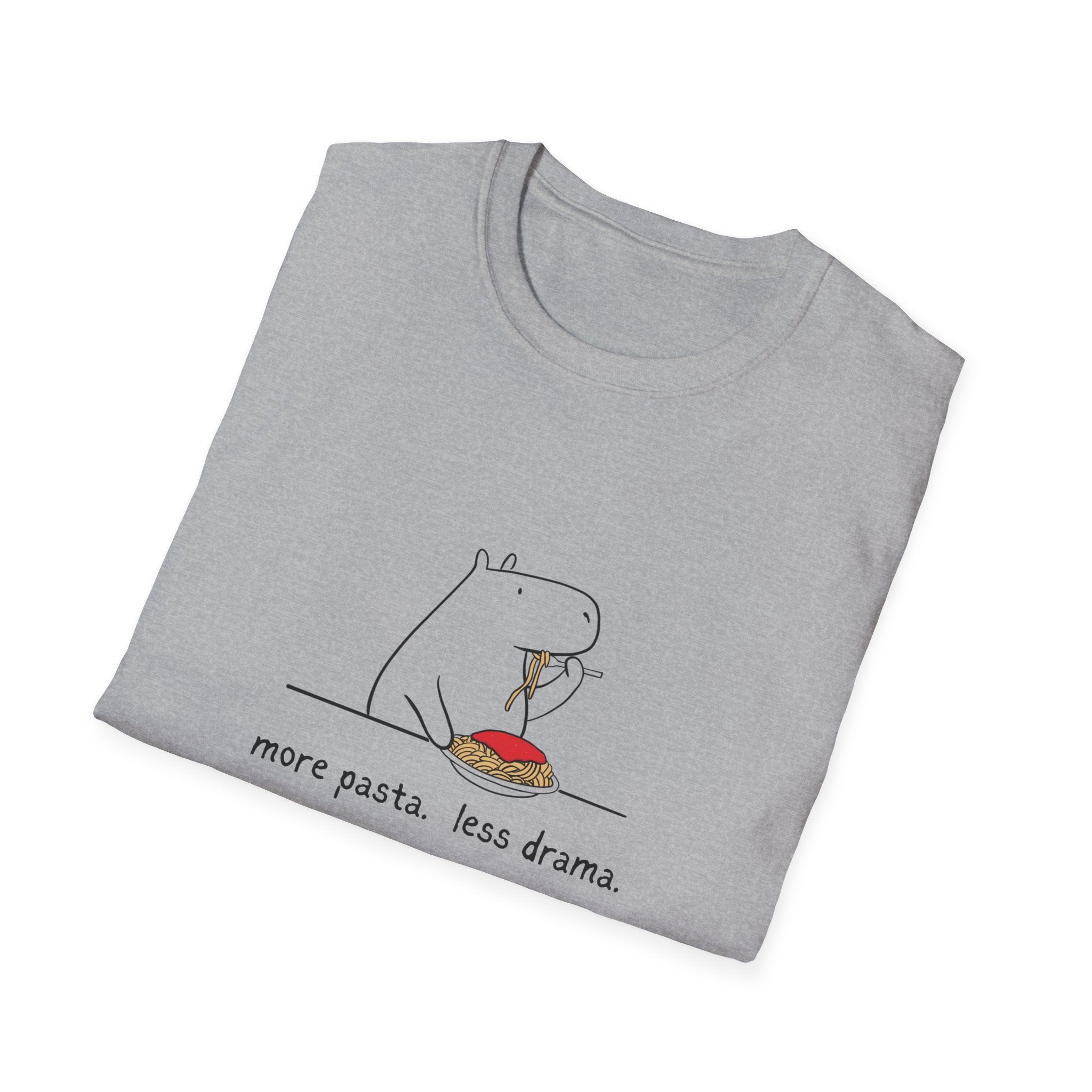 “More Pasta. Less Drama.” Capybara Softstyle Tee