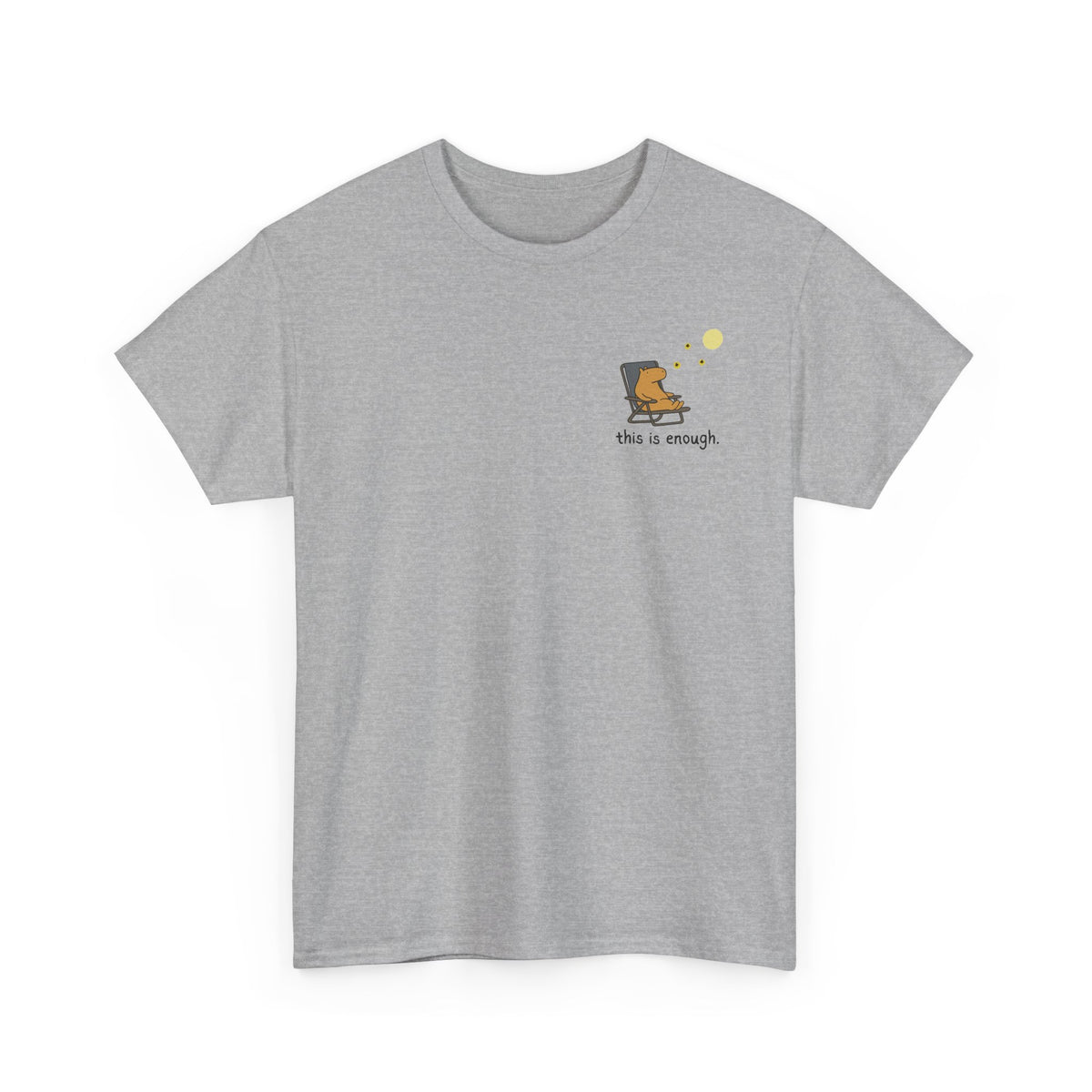 “This Is Enough” Left Chest Capybara Moonlight Heavy Tee