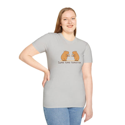 "Same Time Tomorrow" Coffee Lover Capybara Softstyle Tee