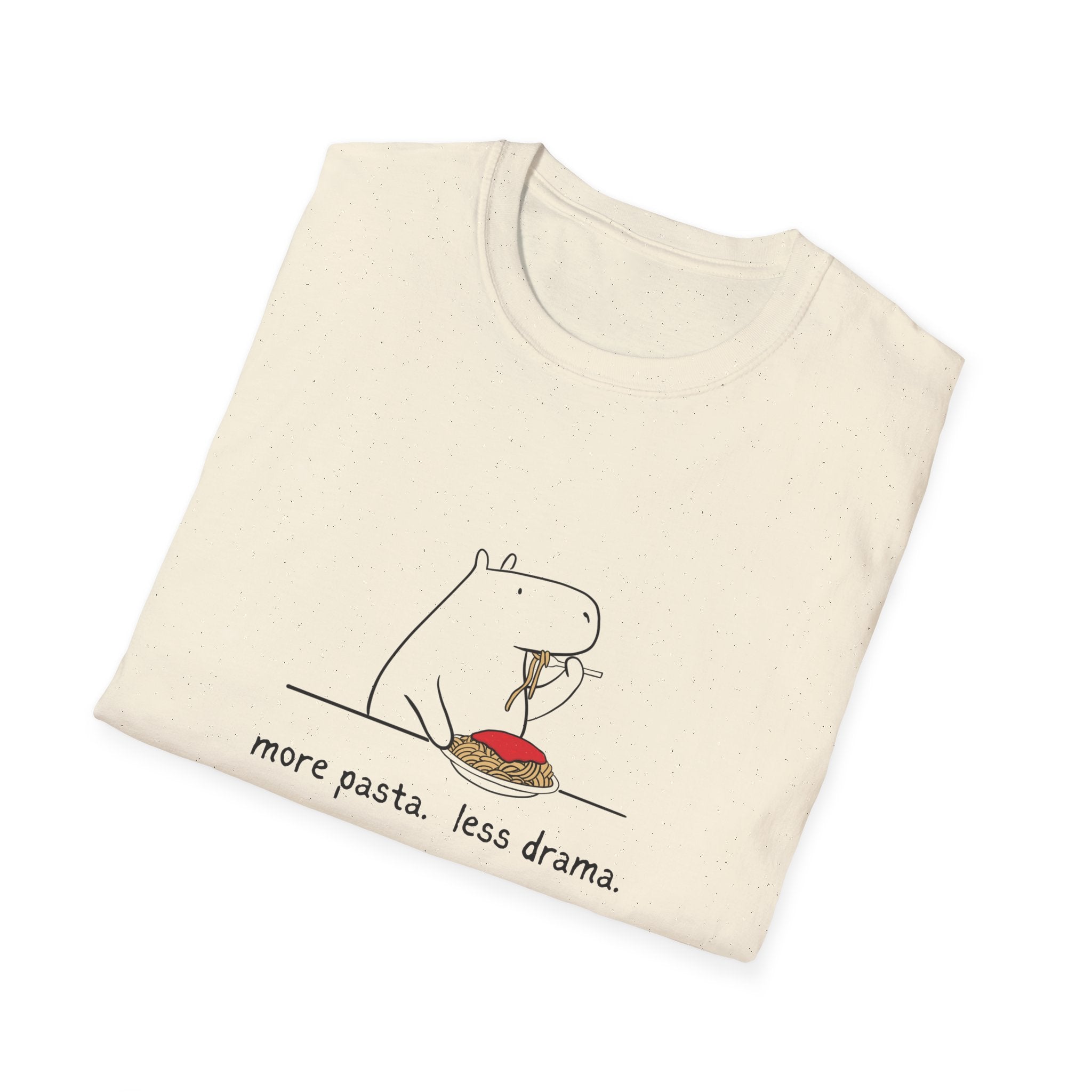 “More Pasta. Less Drama.” Capybara Softstyle Tee