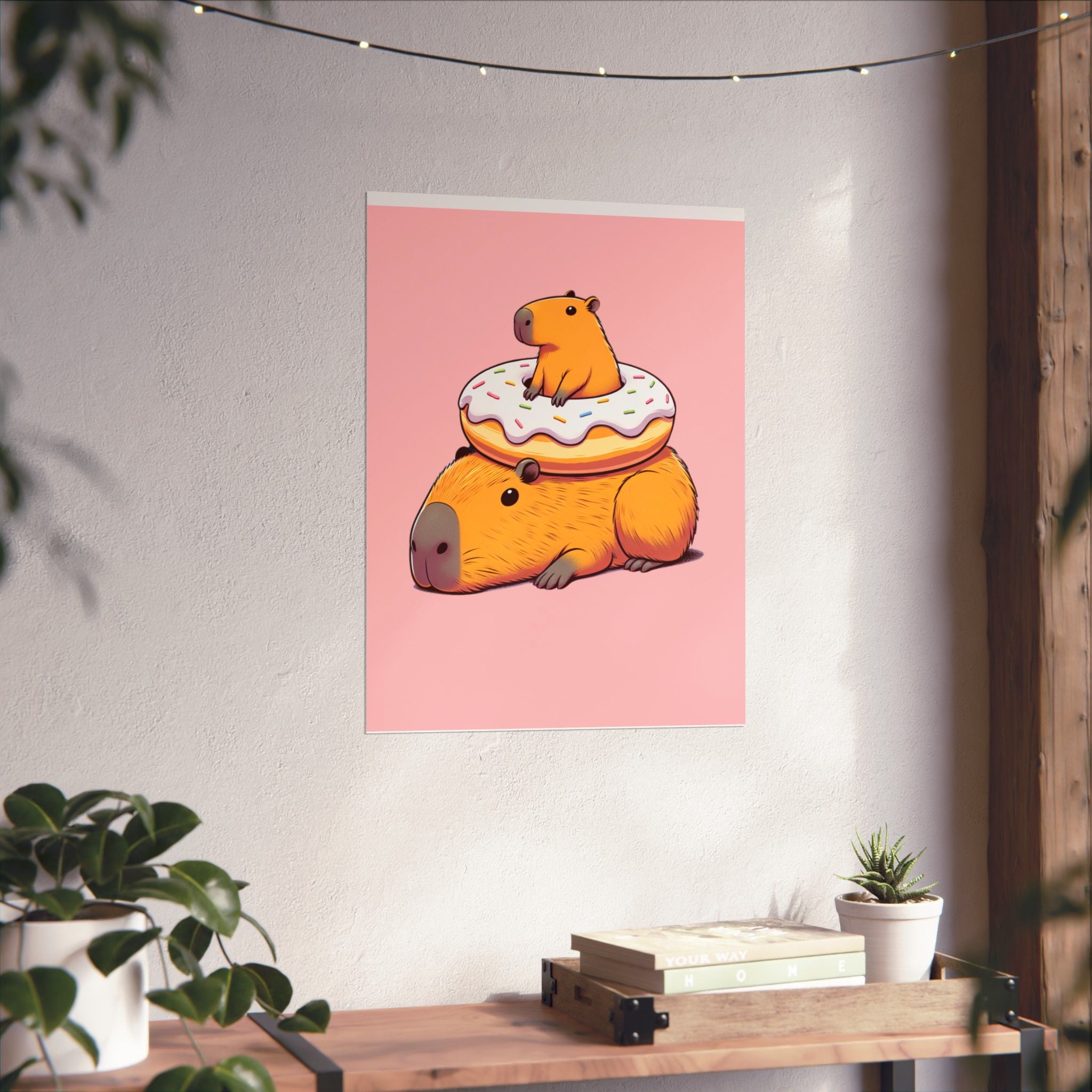Cute & Funny Capybara Wall Art Print – Capybara Donut Bliss