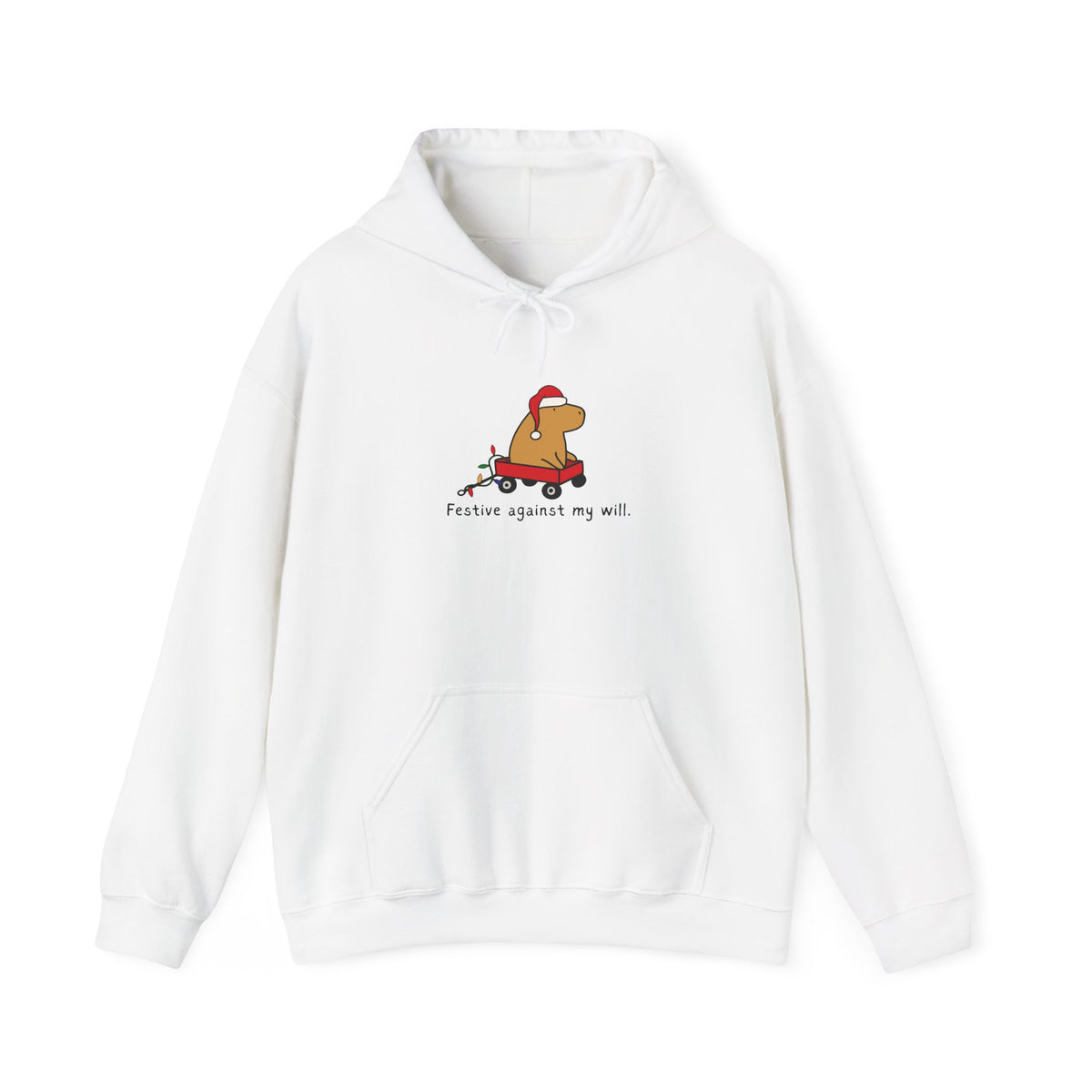 Festive Against My Will Capybara Adult Hoodie