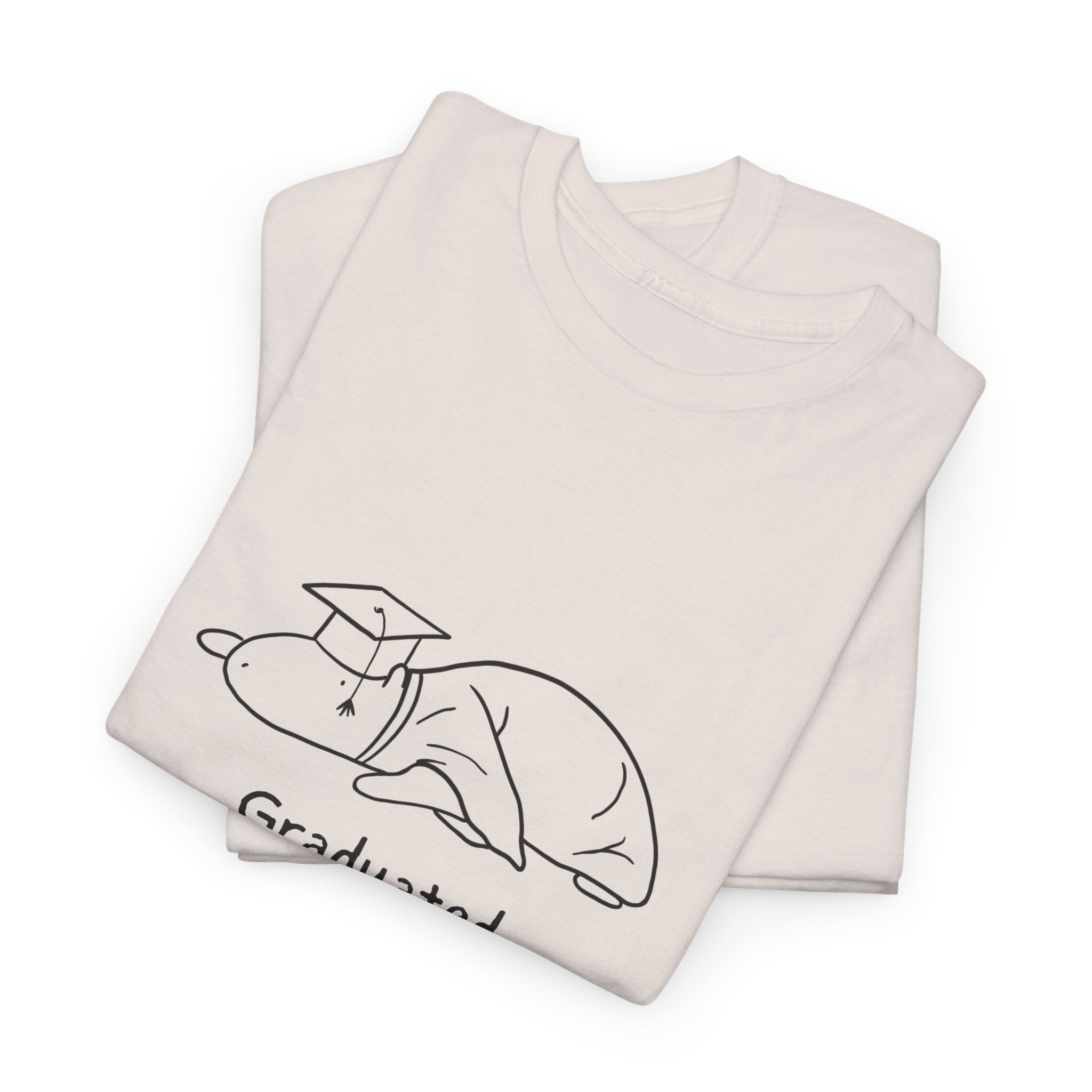 Funny Graduation Shirt – “Graduated (Barely)” Capybara Heavy Tee