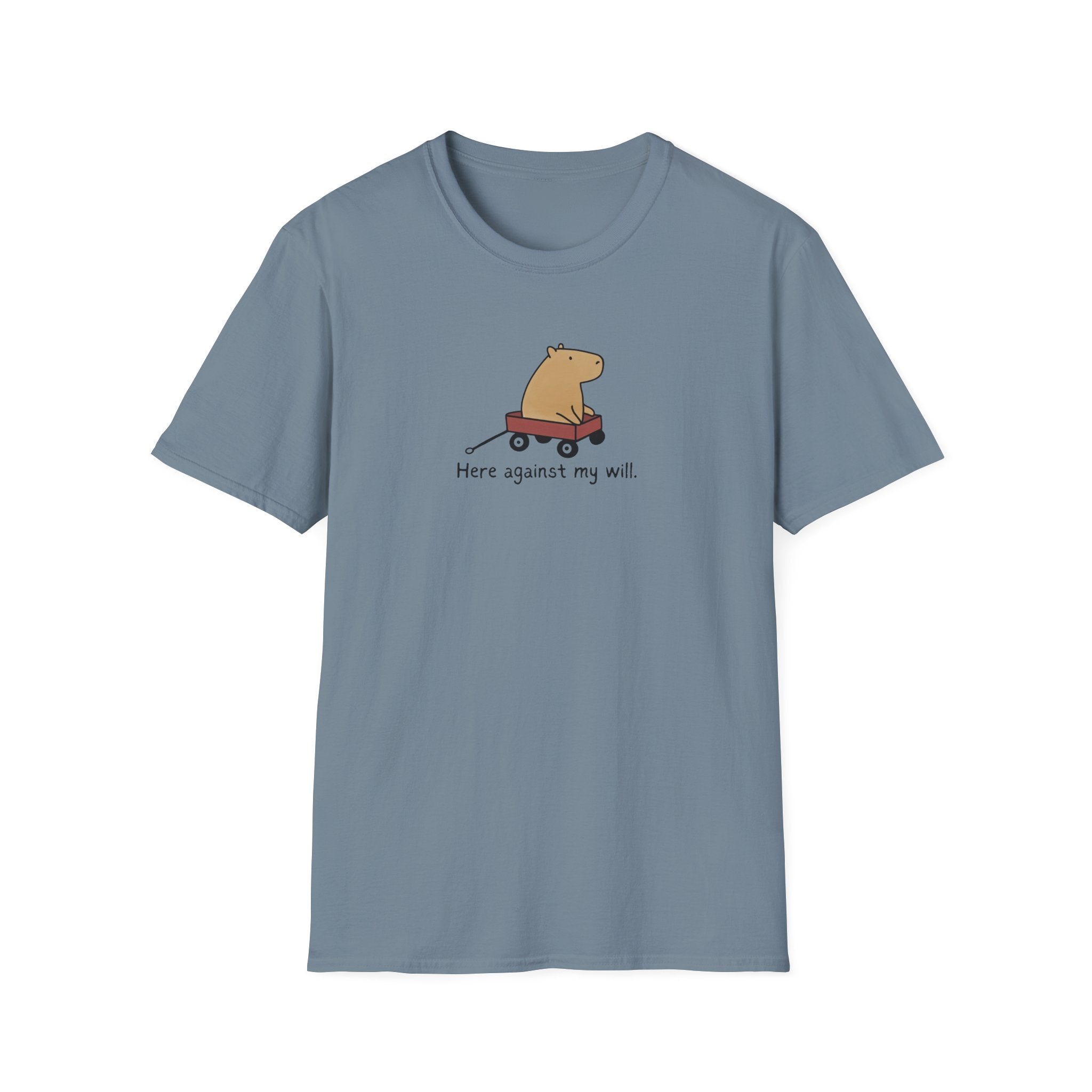 Here Against My Will Minimalist Capybara Softstyle Adult T-Shirt